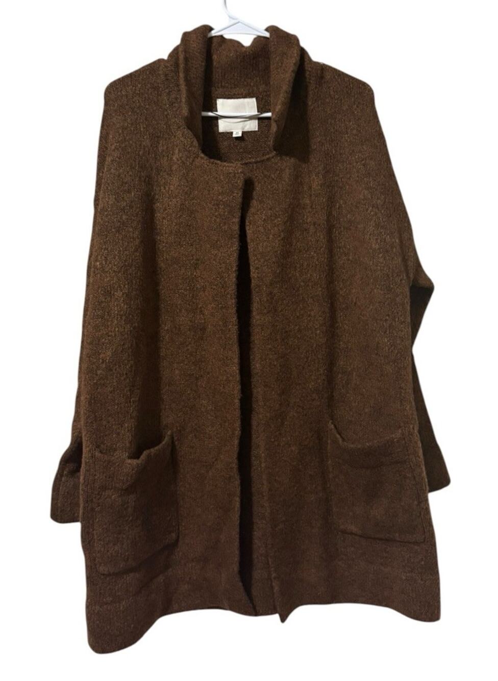 Thread & Supply Open Front Heavy Shacket Jacket Women Size Medium Pockets Brown
